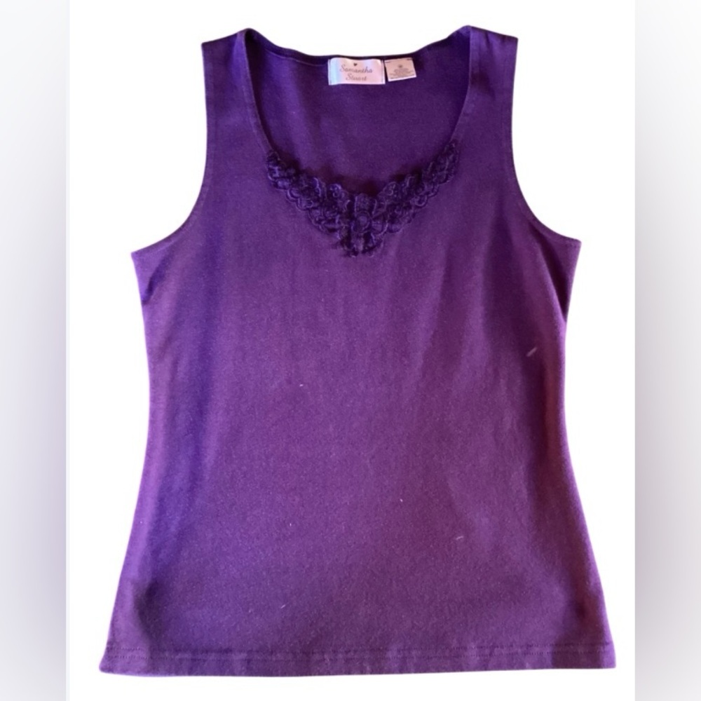 Chic Purple Lace-Trimmed Tank Top